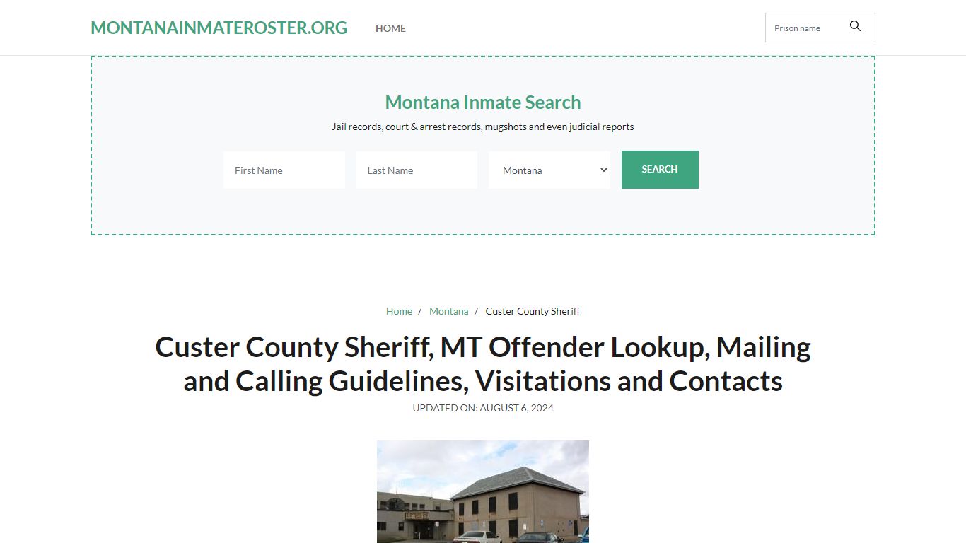 Custer County Sheriff, MT: Inmate Search Options, Visitations, Contacts